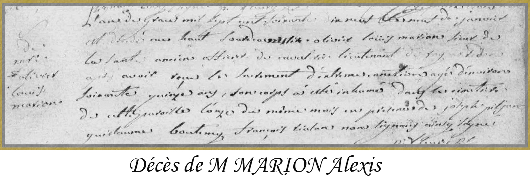 Décès de Marion Alexis 